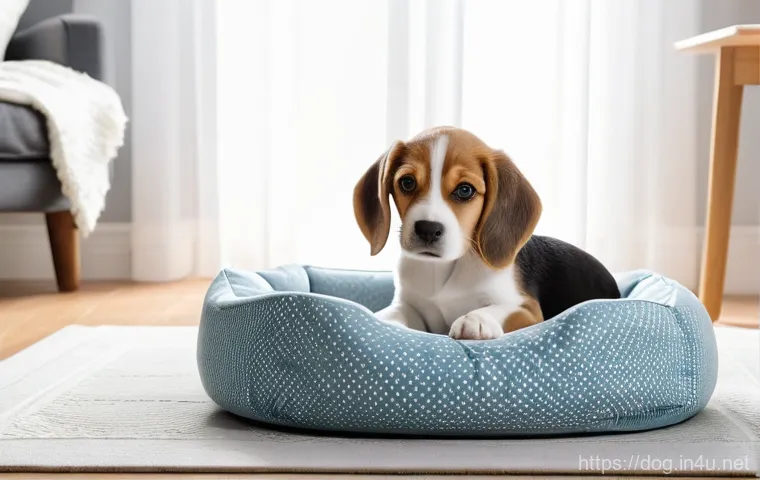 강아지 분양 시 주의점 - **A joyful family scene in a sunlit living room, where a loving couple and their young, fully-clothe...