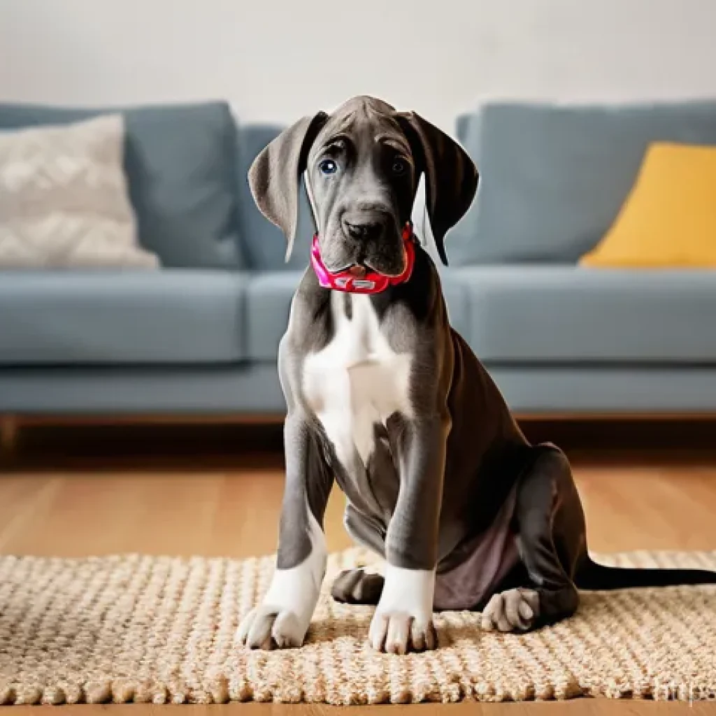 그레이트 데인 성장 속도 - **Prompt 1: Rapid Growth of a Great Dane Puppy**
A heartwarming and magical scene depicting the ...