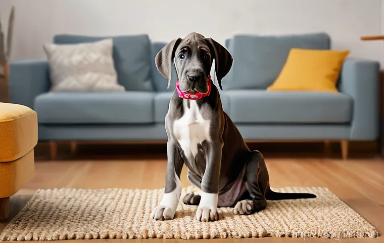 그레이트 데인 성장 속도 - **Prompt 1: Rapid Growth of a Great Dane Puppy**
A heartwarming and magical scene depicting the ...