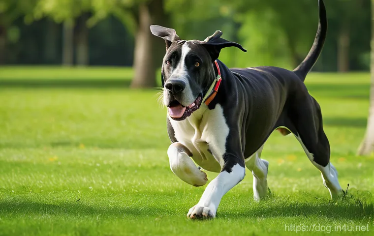 그레이트 데인 성장 속도 - **Prompt 2: A Gentle Giant Great Dane in a Family Home**
    A serene and loving scene featuring a m...