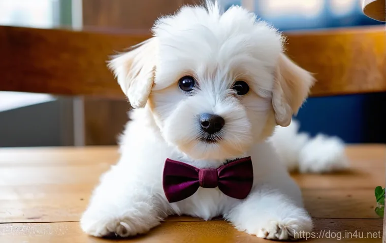 강아지 사진 촬영 팁 - **Prompt:** A heartwarming, eye-level photograph of a Golden Retriever puppy joyfully playing in a s...